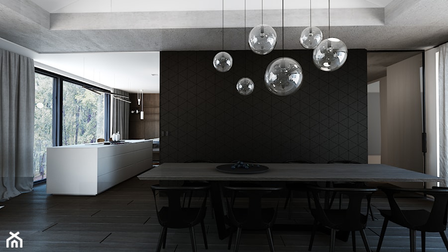 Projekt wnętrz domu_120mkw - Duża czarna jadalnia w salonie, styl nowoczesny - zdjęcie od Monika Skowrońska Architekt Wnętrz