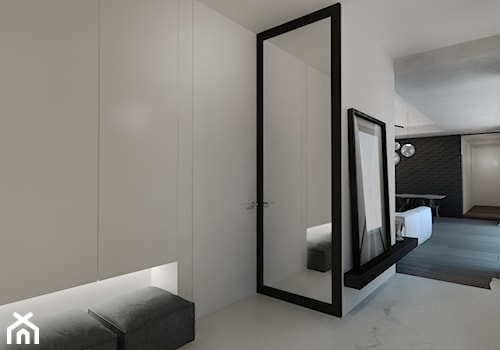 Projekt wnętrz domu_120mkw - Średni szary z marmurem na podłodze hol / przedpokój, styl minimalistyczny - zdjęcie od Monika Skowrońska Architekt Wnętrz