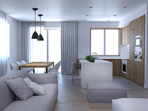 APARTAMENT _ BYDGOSZCZ _ 130mkw - Średnia biała jadalnia w salonie, styl minimalistyczny - zdjęcie od Monika Skowrońska Architekt Wnętrz