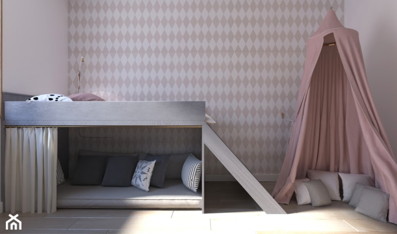 Średni różowy pokój dziecka dla dziecka dla dziewczynki, styl tradycyjny - zdjęcie od Monika Skowrońska Architekt Wnętrz