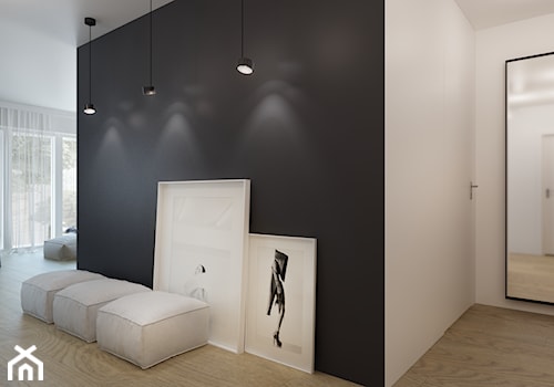 MIESZKANIE_80m2 - Średni biały czarny hol / przedpokój, styl minimalistyczny - zdjęcie od Monika Skowrońska Architekt Wnętrz