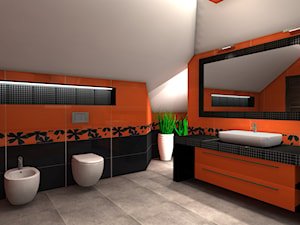 Łazienka w pomarańczy i czerni 2 - zdjęcie od Projektowanie Wnętrz ArteHAUS