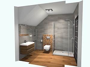 Projekt łazienki z płytkami drewnopodobnymi - zdjęcie od Projektowanie Wnętrz ArteHAUS