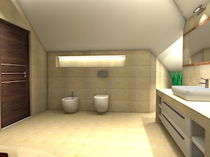Pastelowa beżowa łazienka - zdjęcie od Projektowanie Wnętrz ArteHAUS
