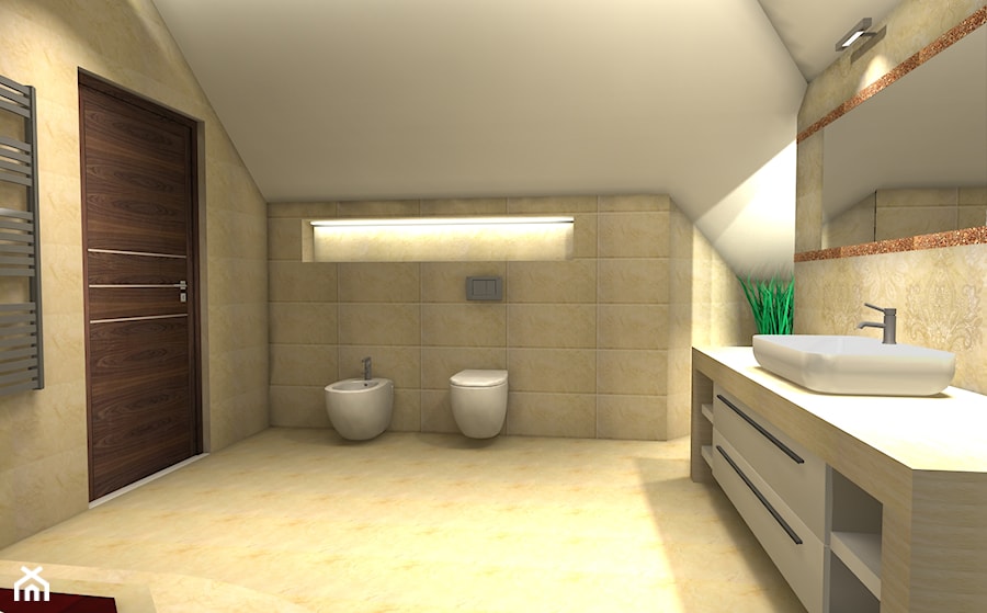 Pastelowa beżowa łazienka - zdjęcie od Projektowanie Wnętrz ArteHAUS