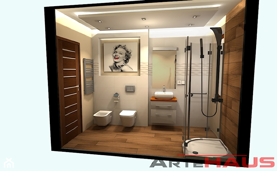 Ciepła Biała nowoczesna łazienka - zdjęcie od Projektowanie Wnętrz ArteHAUS