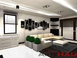 Projekt biało - czarnego salonu - zdjęcie od Projektowanie Wnętrz ArteHAUS