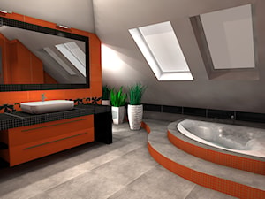 Łazienka w pomarańczy i czerni - zdjęcie od Projektowanie Wnętrz ArteHAUS