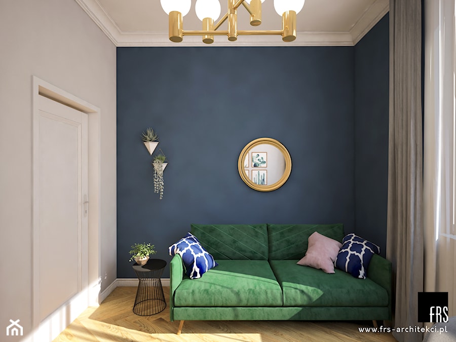 Mieszkanie w Kamienicy na wynajem - Średnie z sofą beżowe niebieskie biuro, styl glamour - zdjęcie od FRS ARCHITEKCI