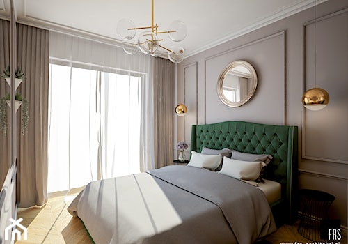 Mieszkanie na Żoliborzu - Średnia biała szara sypialnia, styl tradycyjny - zdjęcie od FRS ARCHITEKCI
