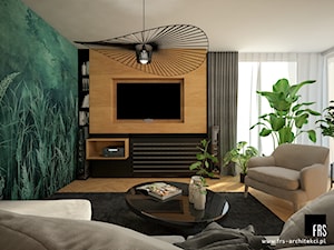 Mieszkanie Bagry Park - Średni czarny zielony salon, styl nowoczesny - zdjęcie od FRS ARCHITEKCI