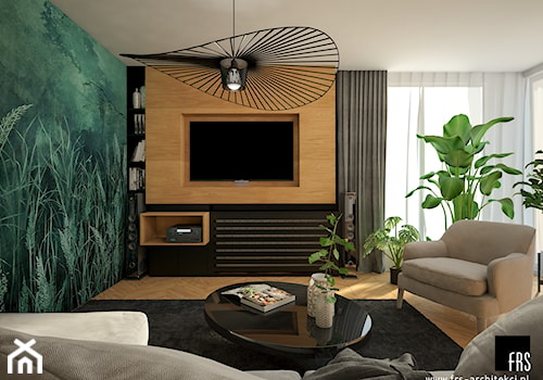Mieszkanie Bagry Park - Średni czarny zielony salon, styl nowoczesny - zdjęcie od FRS ARCHITEKCI