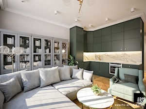 Mieszkanie w Kamienicy na wynajem - Średni szary salon z kuchnią, styl nowoczesny - zdjęcie od FRS ARCHITEKCI
