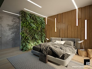 Dom pod lasem - Duża szara sypialnia, styl nowoczesny - zdjęcie od FRS ARCHITEKCI