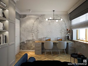 Dom w Tomaszowicach - Duże w osobnym pomieszczeniu z sofą szare biuro, styl glamour - zdjęcie od FRS ARCHITEKCI