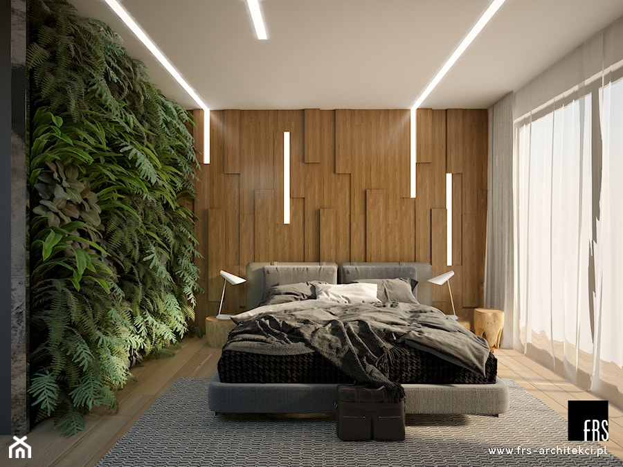 Dom pod lasem - Średnia biała sypialnia, styl nowoczesny - zdjęcie od FRS ARCHITEKCI