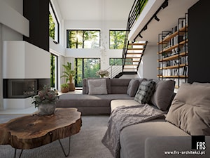 Dom pod lasem - Salon, styl nowoczesny - zdjęcie od FRS ARCHITEKCI