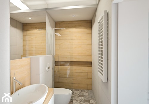 Dom Słoneczne Kliny - Średnia bez okna z punktowym oświetleniem łazienka, styl nowoczesny - zdjęcie od FRS ARCHITEKCI