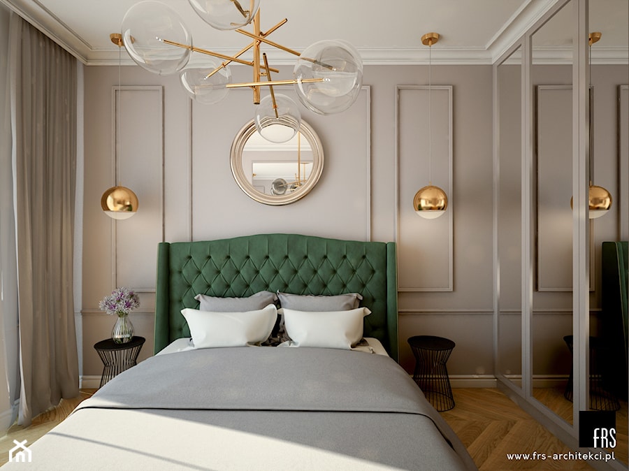 Mieszkanie na Żoliborzu - Mała szara sypialnia, styl glamour - zdjęcie od FRS ARCHITEKCI