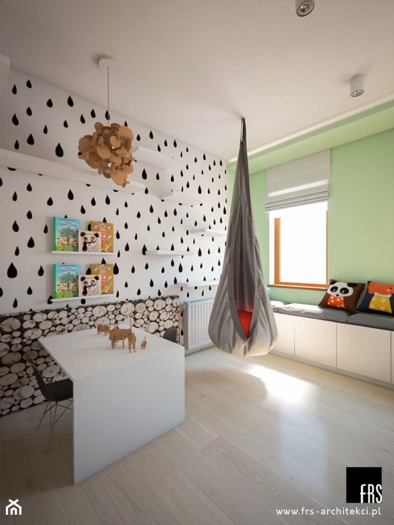 Dom Słoneczne Kliny - Średni biały zielony pokój dziecka dla dziecka dla nastolatka dla chłopca, styl skandynawski - zdjęcie od FRS ARCHITEKCI