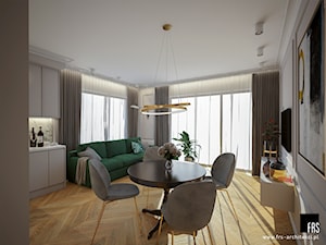 Mieszkanie na Żoliborzu - Średni biały salon z kuchnią z jadalnią, styl nowoczesny - zdjęcie od FRS ARCHITEKCI