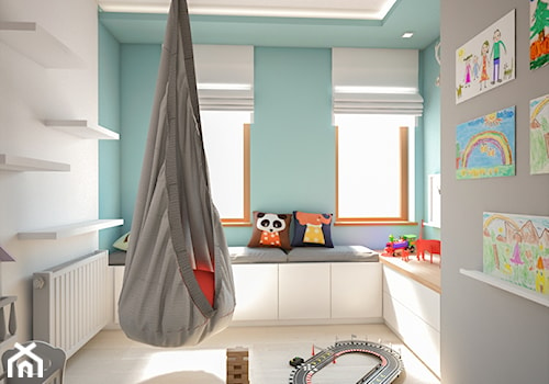 Dom Słoneczne Kliny - Średni szary niebieski pokój dziecka dla niemowlaka dla dziecka dla chłopca dla dziewczynki, styl skandynawski - zdjęcie od FRS ARCHITEKCI