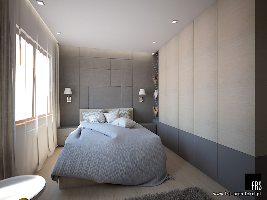 Dom Słoneczne Kliny - Średnia biała szara sypialnia, styl nowoczesny - zdjęcie od FRS ARCHITEKCI