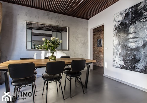 60m2 industrial - Średnia biała szara jadalnia jako osobne pomieszczenie, styl industrialny - zdjęcie od eve07