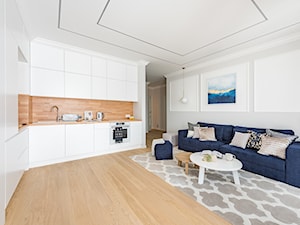 Nowoczesne mieszkanie - Średni biały szary salon z kuchnią, styl nowoczesny - zdjęcie od wz studio