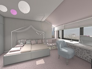 Pokoje dzieci rajdowca - Średnia szara sypialnia na poddaszu - zdjęcie od Studio FORMAT HOME