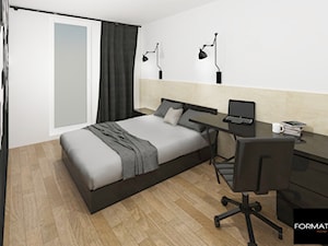 Mieszkanie dla singla - Średnia biała czarna z biurkiem sypialnia, styl nowoczesny - zdjęcie od Studio FORMAT HOME