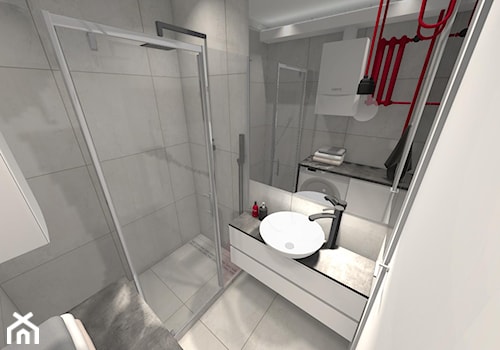 Projekt łazienki i toalety - Mała bez okna z pralką / suszarką z lustrem łazienka - zdjęcie od Studio FORMAT HOME