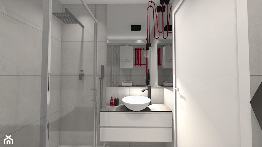 Projekt łazienki i toalety - Mała bez okna z lustrem z punktowym oświetleniem łazienka - zdjęcie od Studio FORMAT HOME