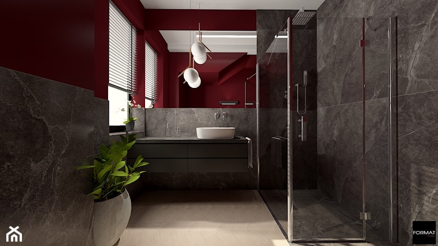Projekt nowoczesnej łazienki - Średnia z lustrem łazienka z oknem, styl nowoczesny - zdjęcie od Studio FORMAT HOME