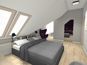 Dom w Wieliczce - Średnia szara sypialnia na poddaszu - zdjęcie od Studio FORMAT HOME