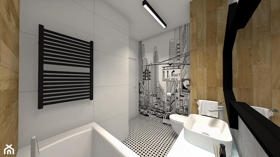 Projekt łazienek w nowoczesnym stylu - Średnia bez okna z lustrem łazienka - zdjęcie od Studio FORMAT HOME