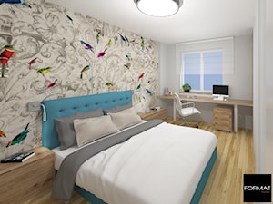 Mieszkanie w Krakowie - Mała szara z biurkiem sypialnia - zdjęcie od Studio FORMAT HOME
