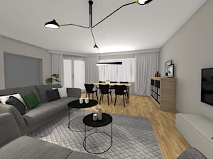 Metamorfoza salonu w mieszkaniu w Krakowie - Średni szary salon z jadalnią - zdjęcie od Studio FORMAT HOME