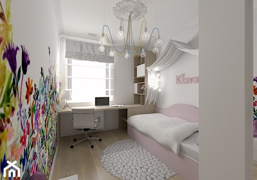 Apartament na Prądniku Czerwonym - Średni biały pokój dziecka dla nastolatka dla dziewczynki, styl nowoczesny - zdjęcie od Studio FORMAT HOME