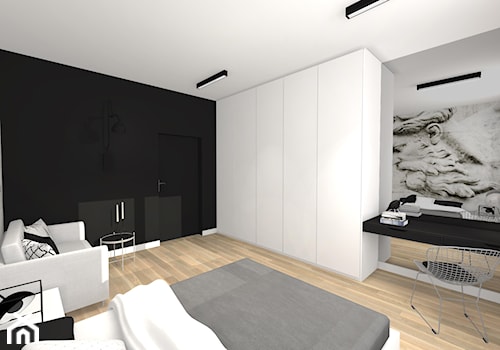 Rezydencja na Woli Justowskiej - Duża biała czarna z biurkiem sypialnia - zdjęcie od Studio FORMAT HOME