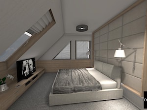 Dom pod Wolbromiem - Średnia szara sypialnia na poddaszu - zdjęcie od Studio FORMAT HOME