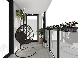 Mieszkanie black & white - Średni z donicami na kwiaty z fotelem wiszącym taras z tyłu domu - zdjęcie od Studio FORMAT HOME