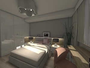 Mieszkanie adwokatów - Średnia szara z biurkiem sypialnia - zdjęcie od Studio FORMAT HOME