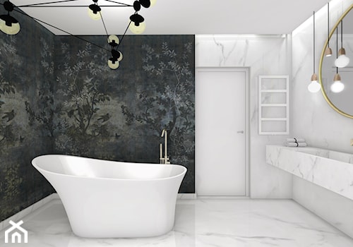 Łazienka glamour - Średnia bez okna z lustrem z marmurową podłogą łazienka - zdjęcie od Studio FORMAT HOME