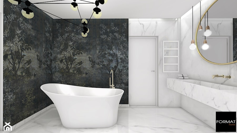 Łazienka glamour - Średnia bez okna z lustrem z marmurową podłogą łazienka - zdjęcie od Studio FORMAT HOME