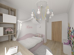 Apartament na Prądniku Czerwonym - Duży biały pokój dziecka dla nastolatka dla dziewczynki, styl nowoczesny - zdjęcie od Studio FORMAT HOME