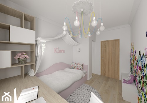 Apartament na Prądniku Czerwonym - Duży biały pokój dziecka dla nastolatka dla dziewczynki, styl nowoczesny - zdjęcie od Studio FORMAT HOME