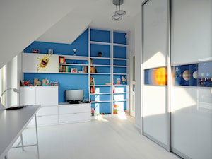 Dom w Karniowicach - Średni biały niebieski pokój dziecka dla nastolatka dla chłopca dla dziewczynki, styl nowoczesny - zdjęcie od Studio FORMAT HOME