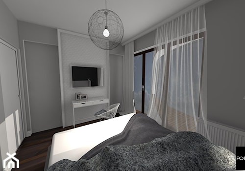 Apartament w Katowicach - Mała szara z biurkiem sypialnia - zdjęcie od Studio FORMAT HOME