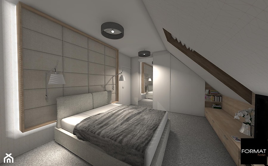 Dom pod Wolbromiem - Średnia szara sypialnia na poddaszu - zdjęcie od Studio FORMAT HOME